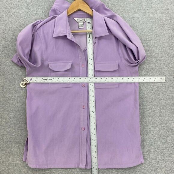 Allison Taylor Blouse Womens Large Purple Button Up Long Sleeve Pockets Stretch - Picture 8 of 11